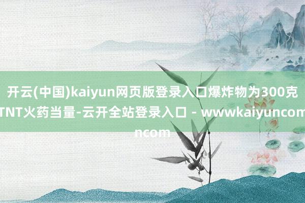 开云(中国)kaiyun网页版登录入口爆炸物为300克TNT火药当量-云开全站登录入口 - wwwkaiyuncom