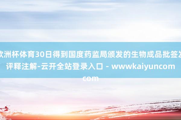 欧洲杯体育30日得到国度药监局颁发的生物成品批签发评释注解-云开全站登录入口 - wwwkaiyuncom